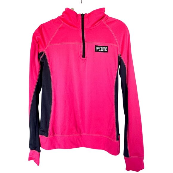 Victorias Secret Pink Ultimate 1/4 Zip Pullover Hot Pink Athletic Jacket Sz S - Picture 1 of 7